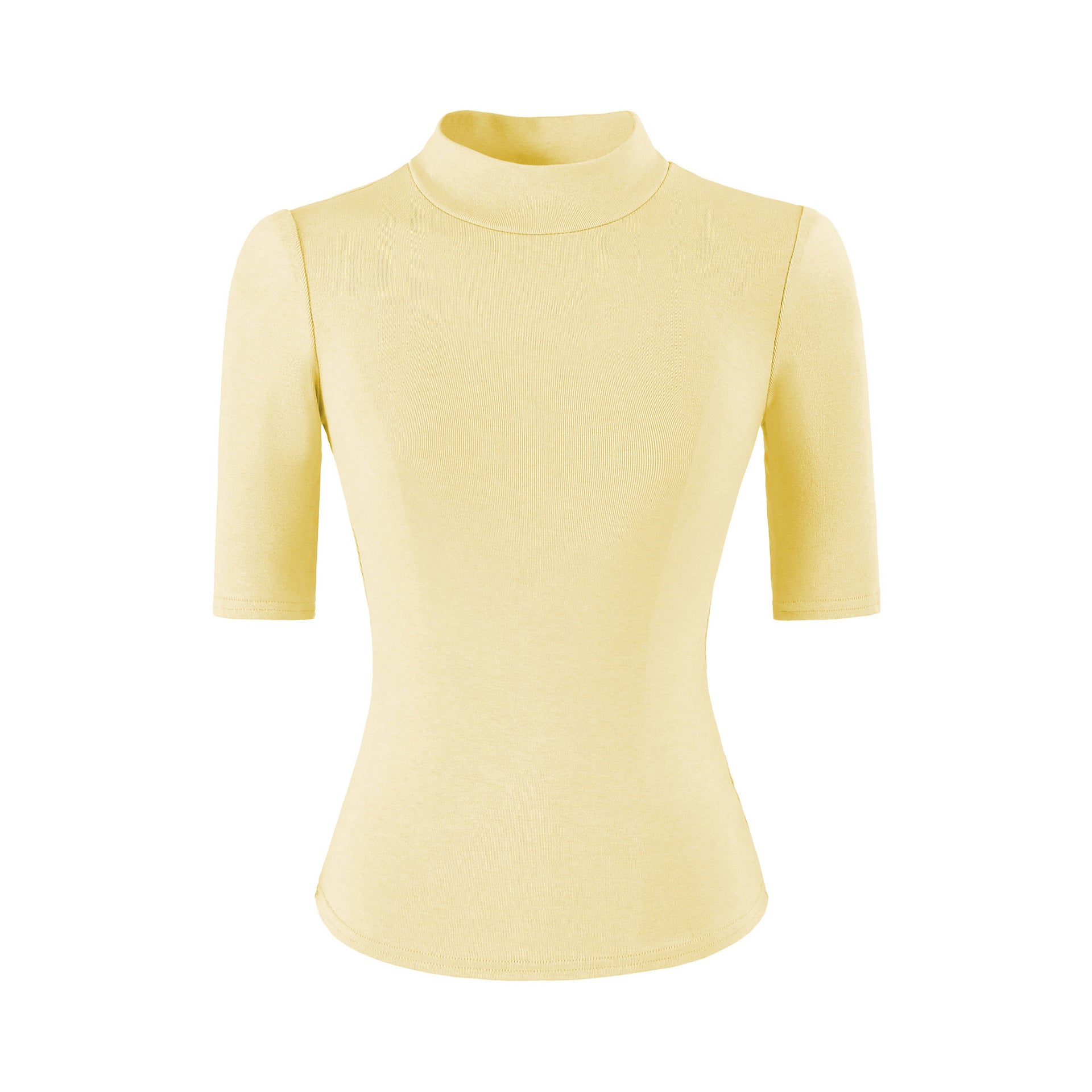 Yellow high neck slim fit T-shirt women streetwear fashion lifestyle look | TeenStylo