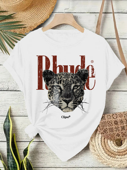 White Rhude text short sleeve unisex T-shirt lifestyle shot from TeenStylo