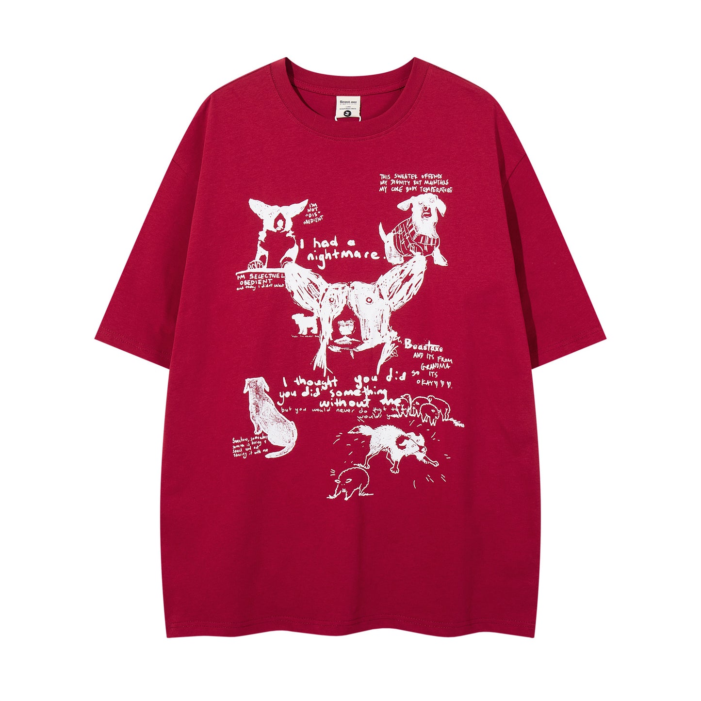 White men's letter print cotton t-shirt back view streetwear style short sleeve tee TeenStylo