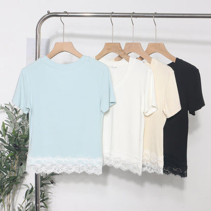 Apricot unisex V-neck short sleeve T-shirt lifestyle shot, casual streetwear style | TeenStylo