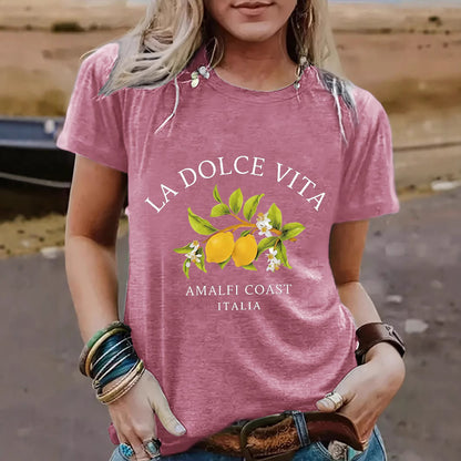 Meadow Green La Dolce Vita Lemon T-Shirt back view unisex Y2K streetwear style TeenStylo