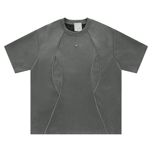 Gray Blockcore Men's Short Sleeve T-Shirt front view streetwear tee TeenStylo