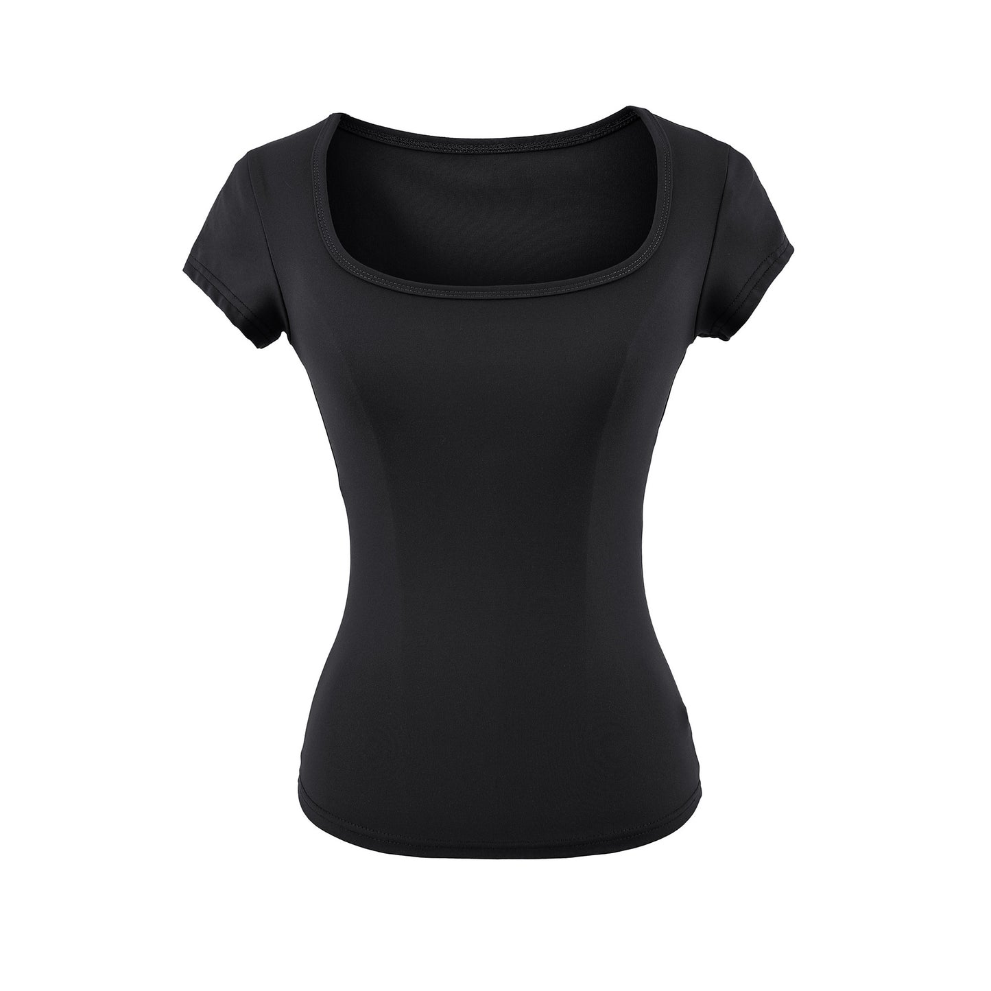 Black square neck slim fit T-shirt women lifestyle fashion look TeenStylo