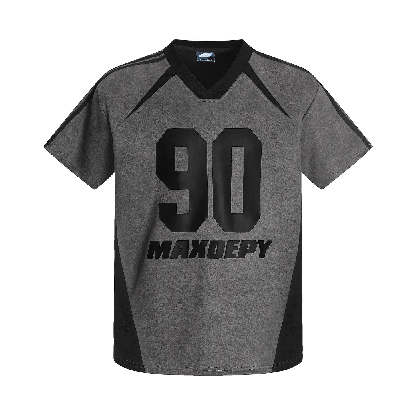 Men's gray sport spliced colorblock short sleeve loose t-shirt lifestyle shot | TeenStylo
