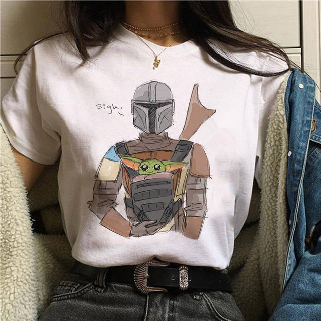 Unisex Baby Yoda Mandalorian Harajuku T-Shirt in colour 3101 lifestyle view Star Wars streetwear at TeenStylo