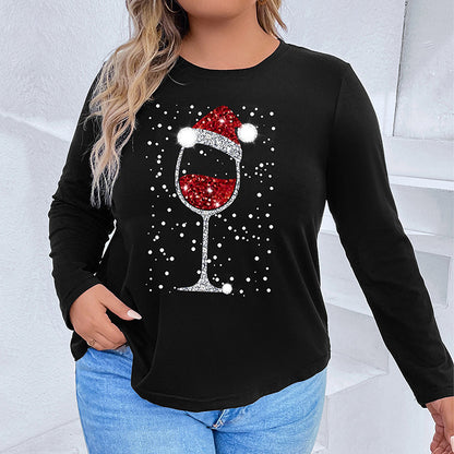 Black Christmas T-shirt detail view showing loose fit festive print design for women and men - TeenStylo