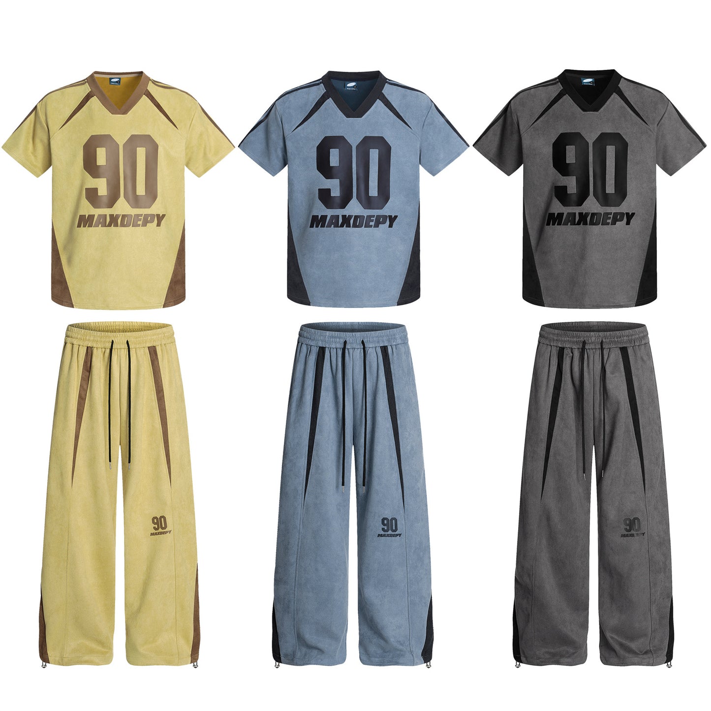 Men's loose yellow colorblock short sleeve t-shirt streetwear sport spliced style lifestyle view | TeenStylo