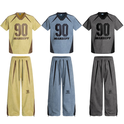 Men's loose yellow colorblock short sleeve t-shirt streetwear sport spliced style lifestyle view | TeenStylo