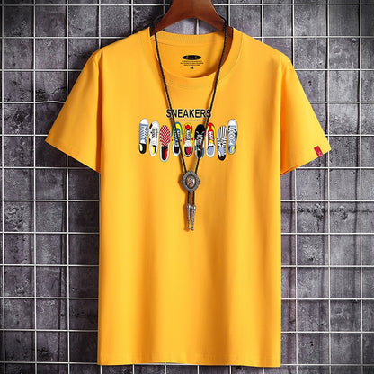 Yellow oversized anime goth graphic t-shirt for men, bold streetwear summer style - TeenStylo