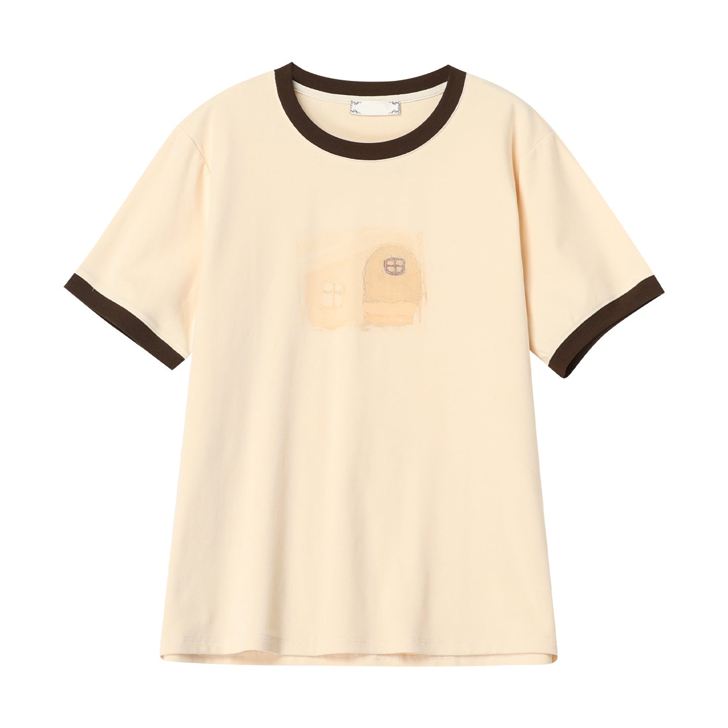Apricot loose short sleeve t-shirt women front view Y2K streetwear casual top TeenStylo