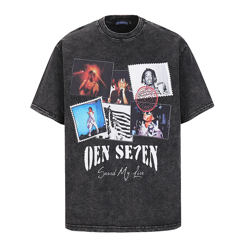 Men's heavyweight pure cotton skull print T-shirt in style 5320, gothic streetwear lifestyle look | TeenStylo