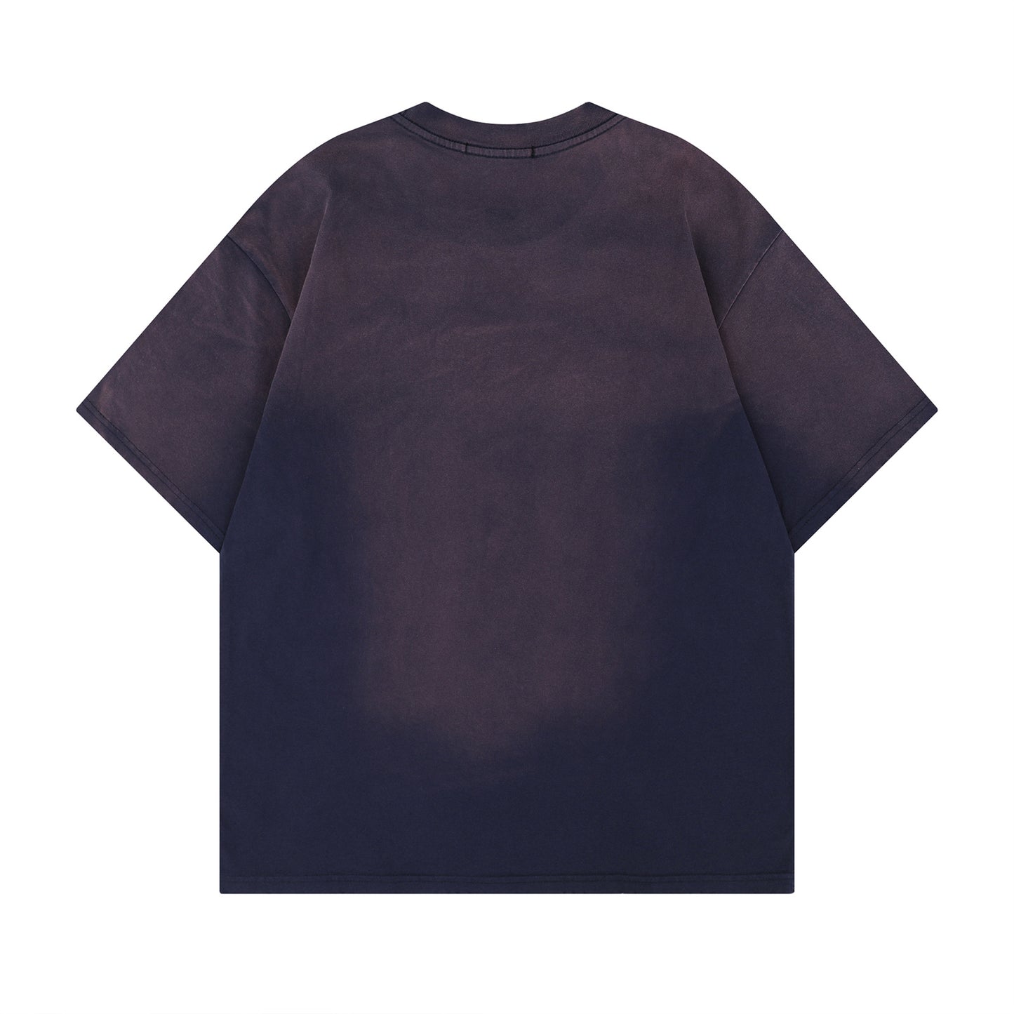 Blue retro letter graphic tee close-up detail stitching and print quality men's streetwear TeenStylo