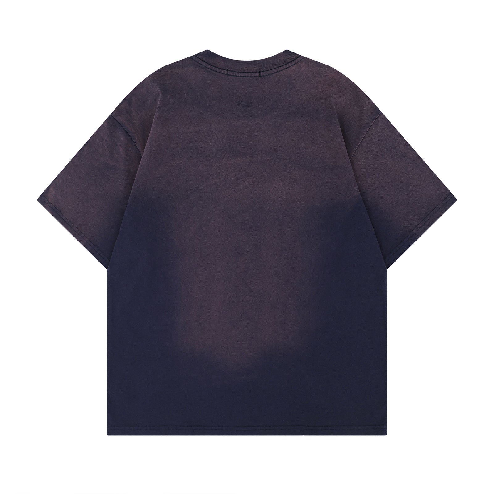 Blue retro letter graphic tee close-up detail stitching and print quality men's streetwear TeenStylo