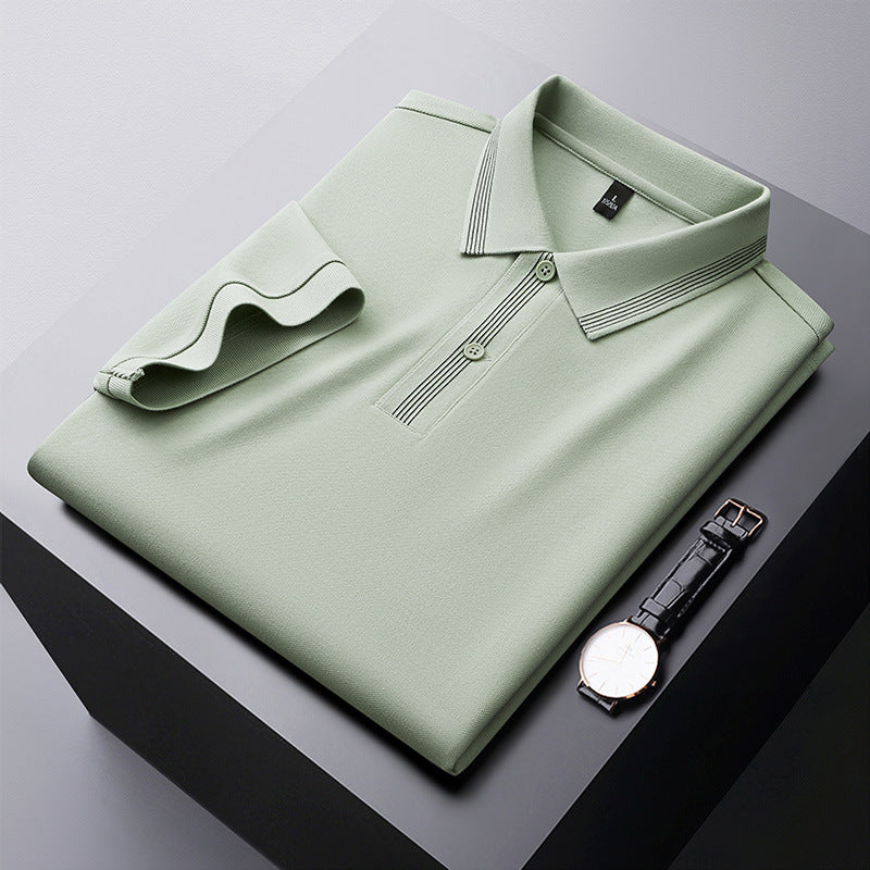 Bean green short sleeve polo shirt for men, relaxed streetwear style, lifestyle view - TeenStylo