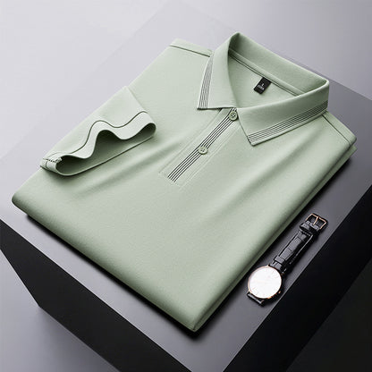 Bean green short sleeve polo shirt for men, relaxed streetwear style, lifestyle view - TeenStylo