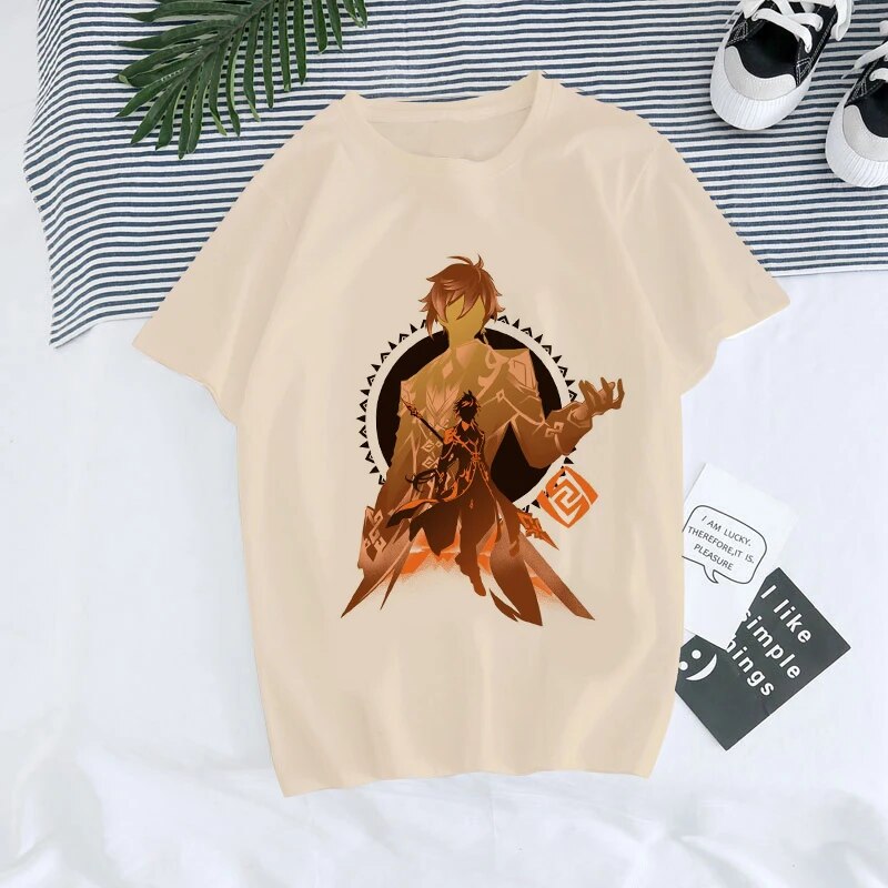 Genshin Impact Hu Tao Xiao Kawaii Unisex Graphic Tee lifestyle shot style 31013 – TeenStylo