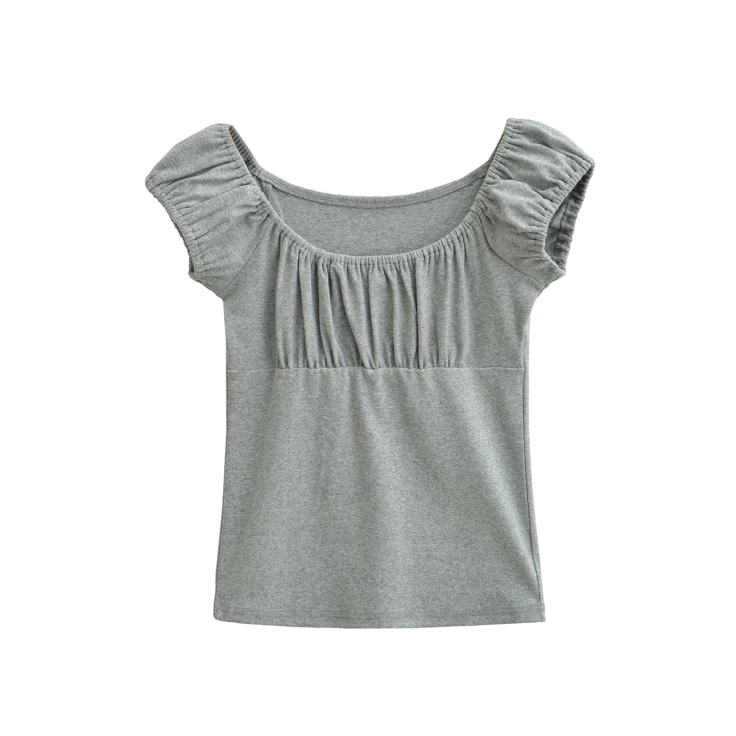 Gray slim fit short sleeve women's T-shirt lifestyle look – Y2K streetwear style | TeenStylo