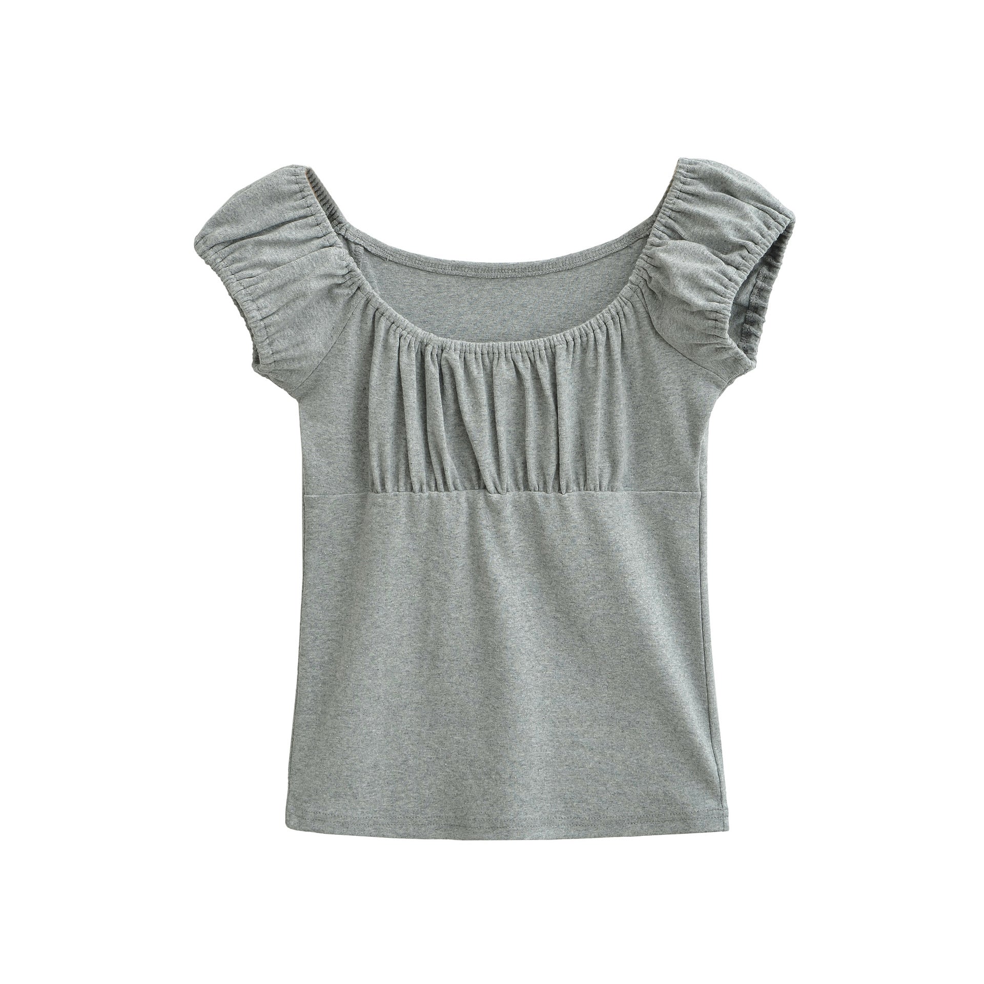Gray slim fit short sleeve women's T-shirt lifestyle look – Y2K streetwear style | TeenStylo