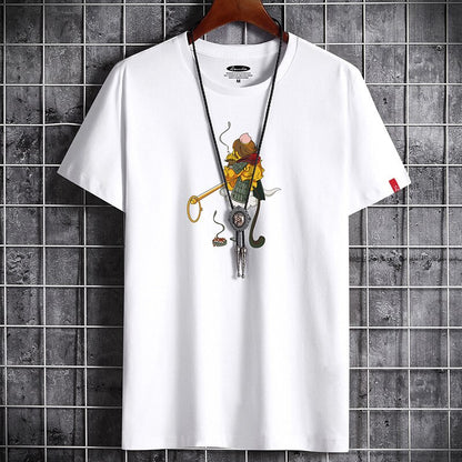 Men's white anime graphic t-shirt summer fashion streetwear lifestyle look | TeenStylo
