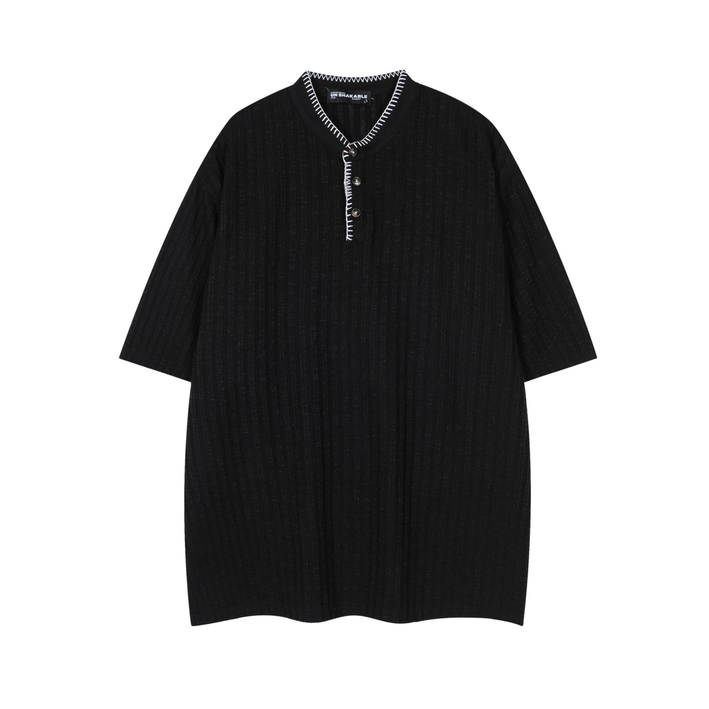 Apricot textured henley collar short sleeve t-shirt for men front view TeenStylo