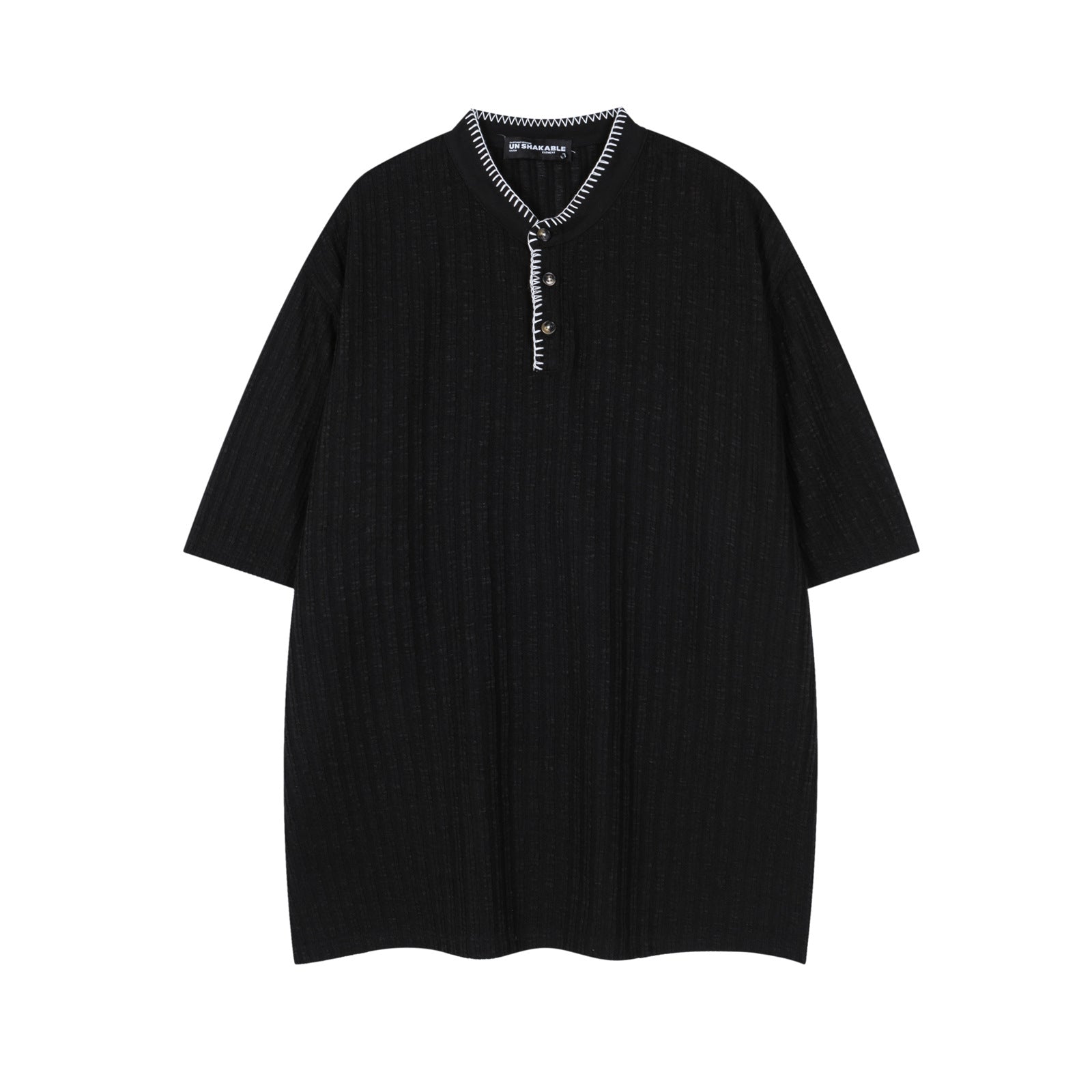 Apricot textured henley collar short sleeve t-shirt for men front view TeenStylo