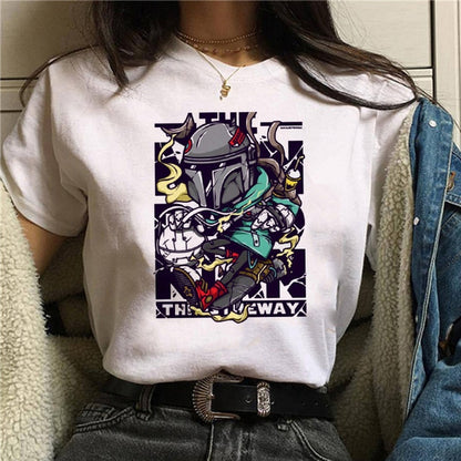 Unisex Baby Yoda Mandalorian Harajuku Star Wars graphic tee in colour 3104 front view TeenStylo