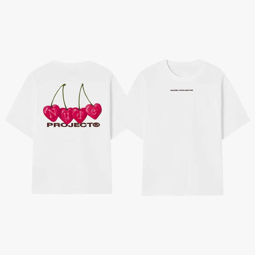 Back view of women's summer cotton printed nude T-shirt casual streetwear fashion at TeenStylo
