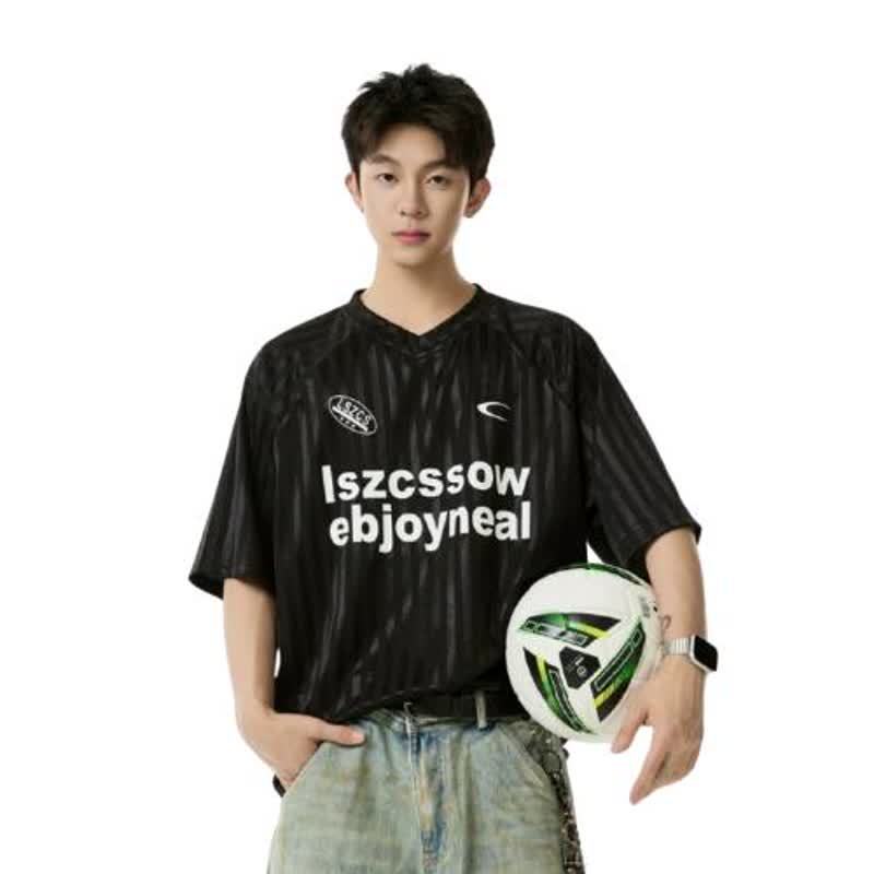 White men's V-neck ice silk sports jersey tee cool touch lifestyle style streetwear TeenStylo