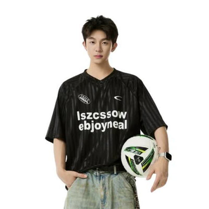 White men's V-neck ice silk sports jersey tee cool touch lifestyle style streetwear TeenStylo