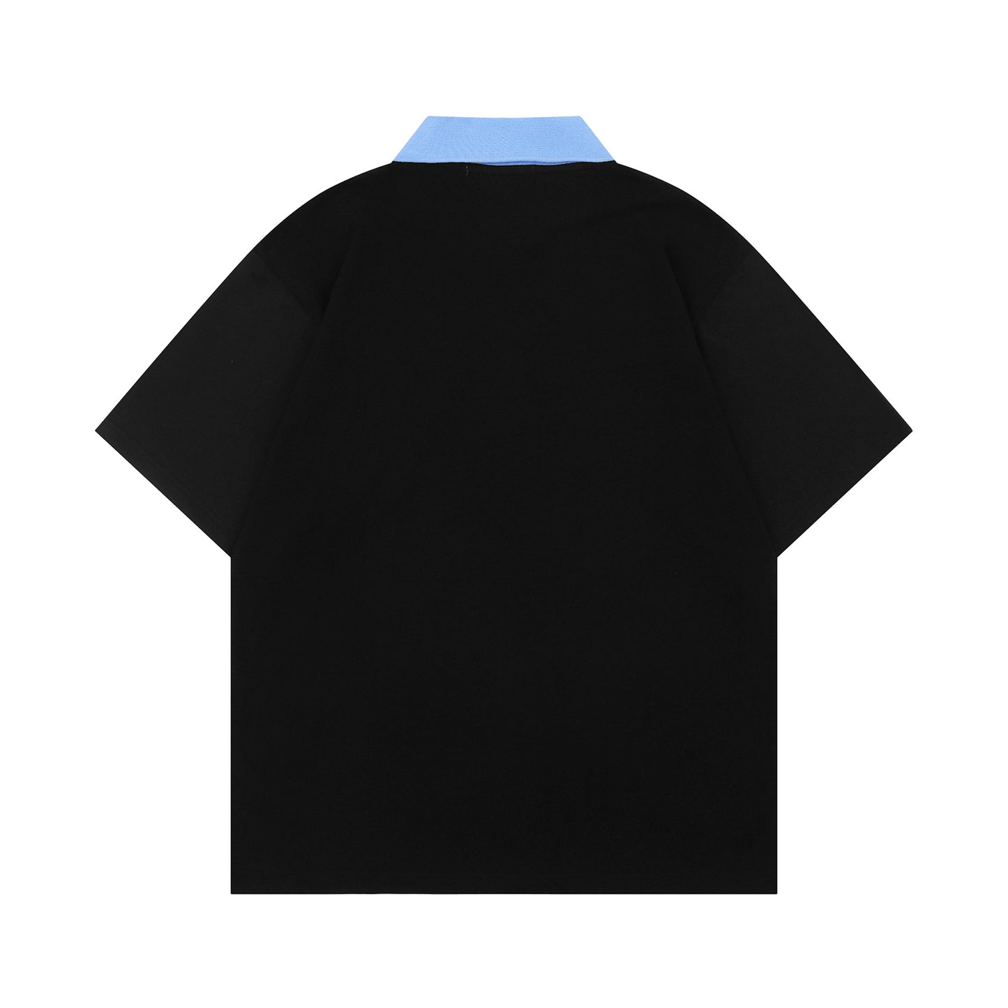 White color-block elephant print detail on turn-down collar unisex streetwear top | TeenStylo