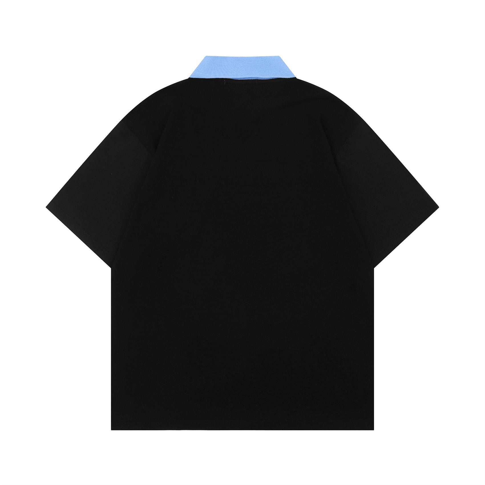 White color-block elephant print detail on turn-down collar unisex streetwear top | TeenStylo