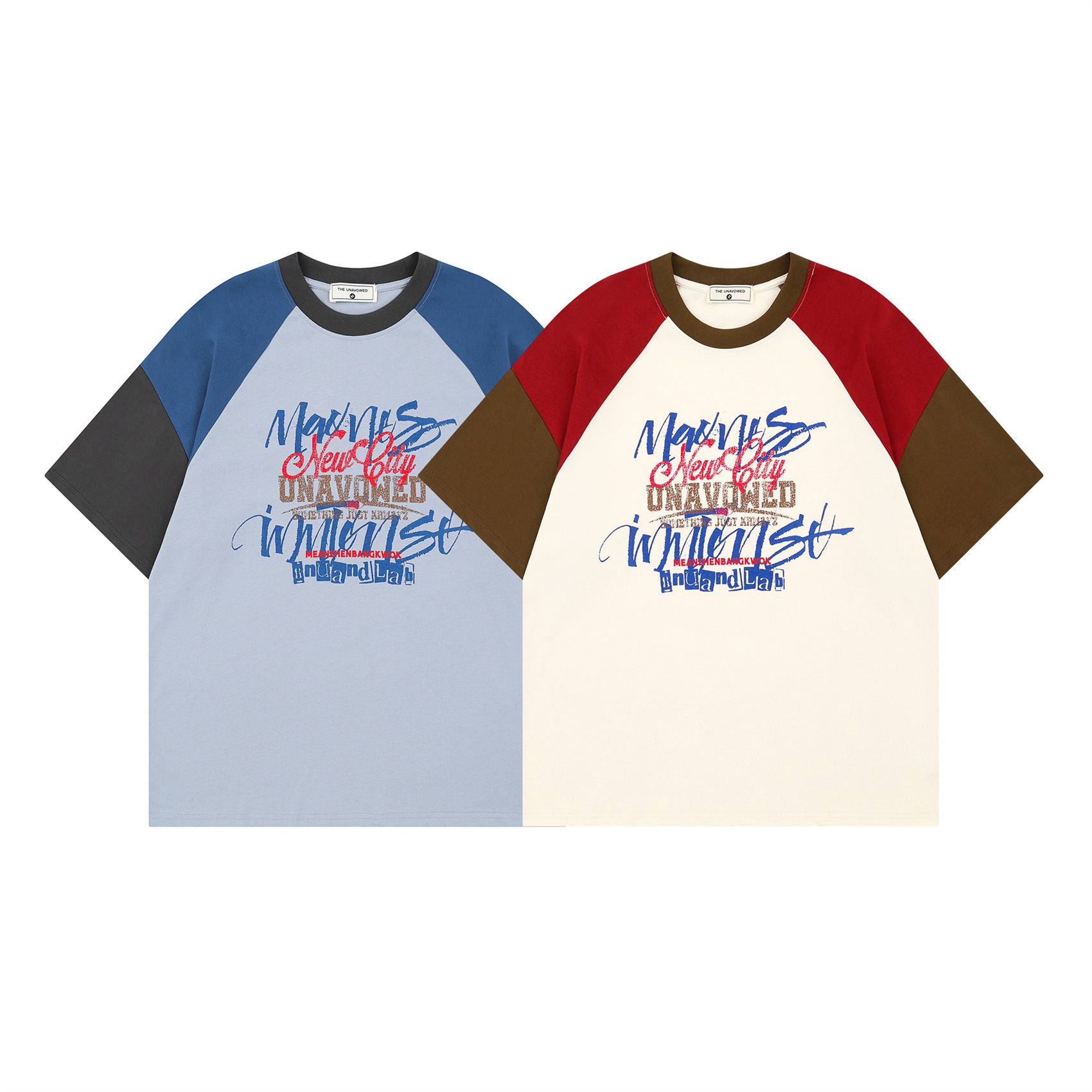 Apricot retro colorblock raglan sleeve sweatshirt with hand-painted letters lifestyle shot TeenStylo