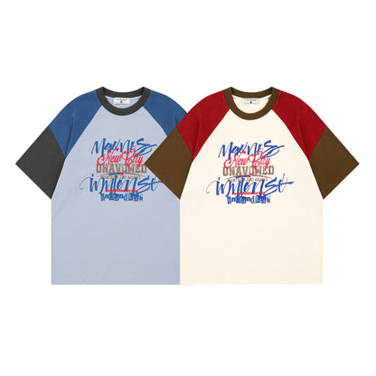 Apricot retro colorblock raglan sleeve sweatshirt with hand-painted letters lifestyle shot TeenStylo