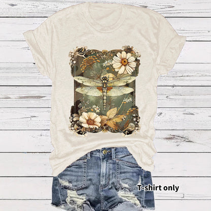 Black dragonfly print unisex t-shirt back view short sleeves gothic streetwear style TeenStylo
