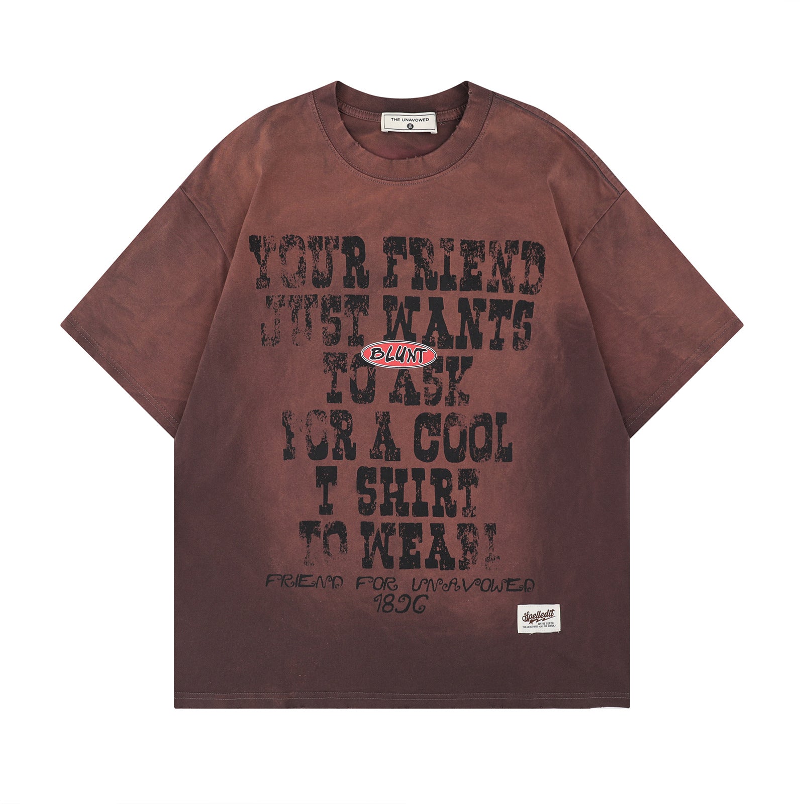 Brown retro letter graphic short sleeve t-shirt men lifestyle streetwear style TeenStylo
