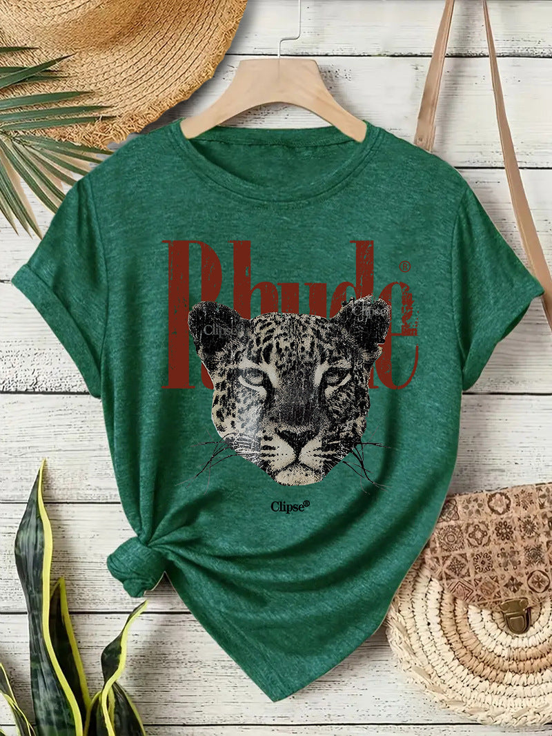 Meadow Green Rhude text unisex short sleeve T-shirt lifestyle shot TeenStylo