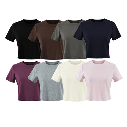 Light gray round neck short sleeve T-shirt fabric detail close-up, unisex streetwear style | TeenStylo
