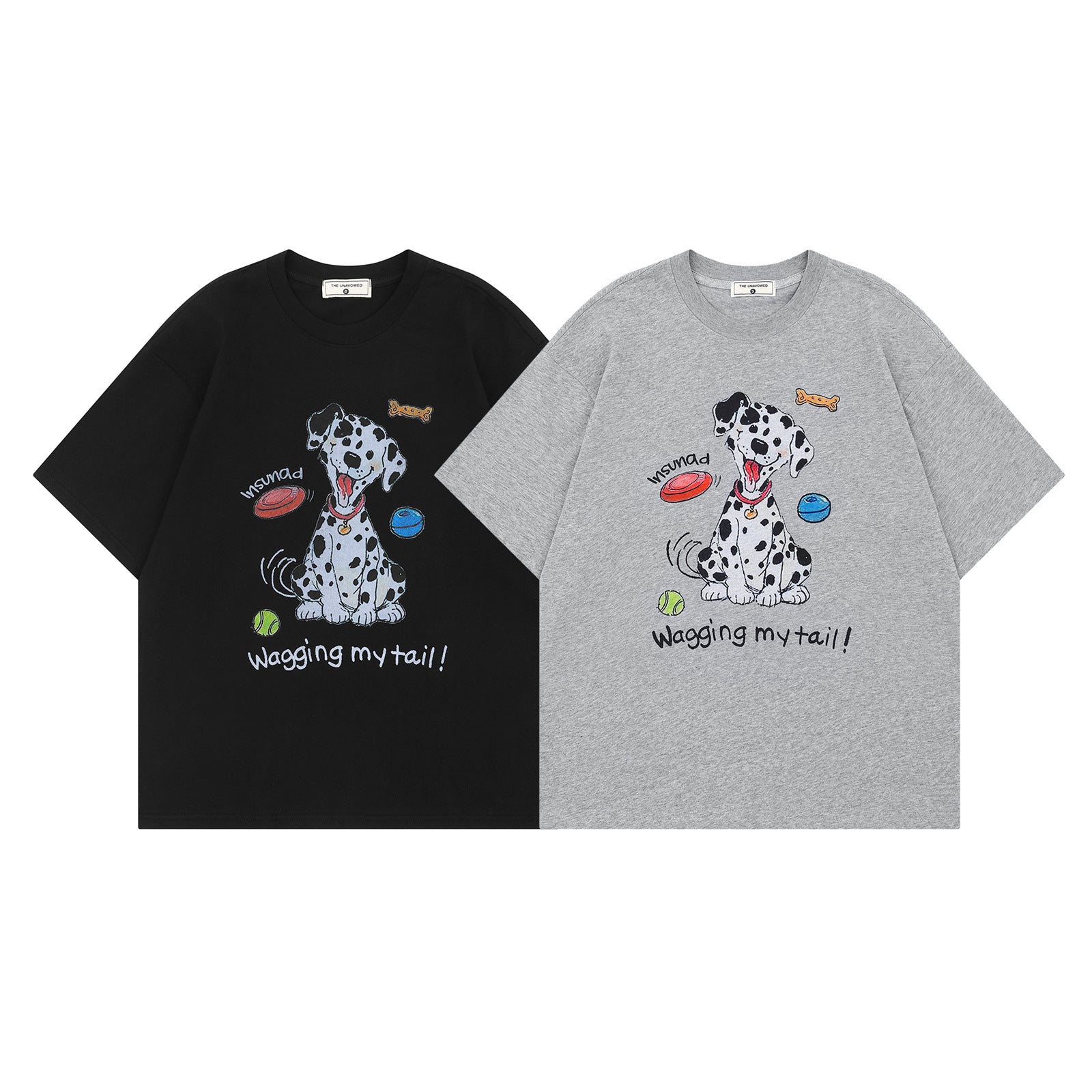 Black dog print short sleeve t-shirt men's summer streetwear lifestyle look | TeenStylo