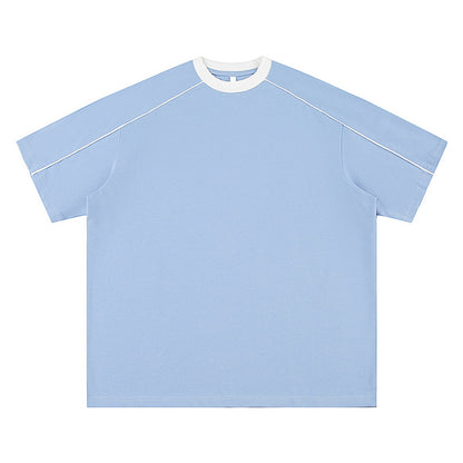 Blue unisex loose short sleeve summer T-shirt lifestyle streetwear style TeenStylo