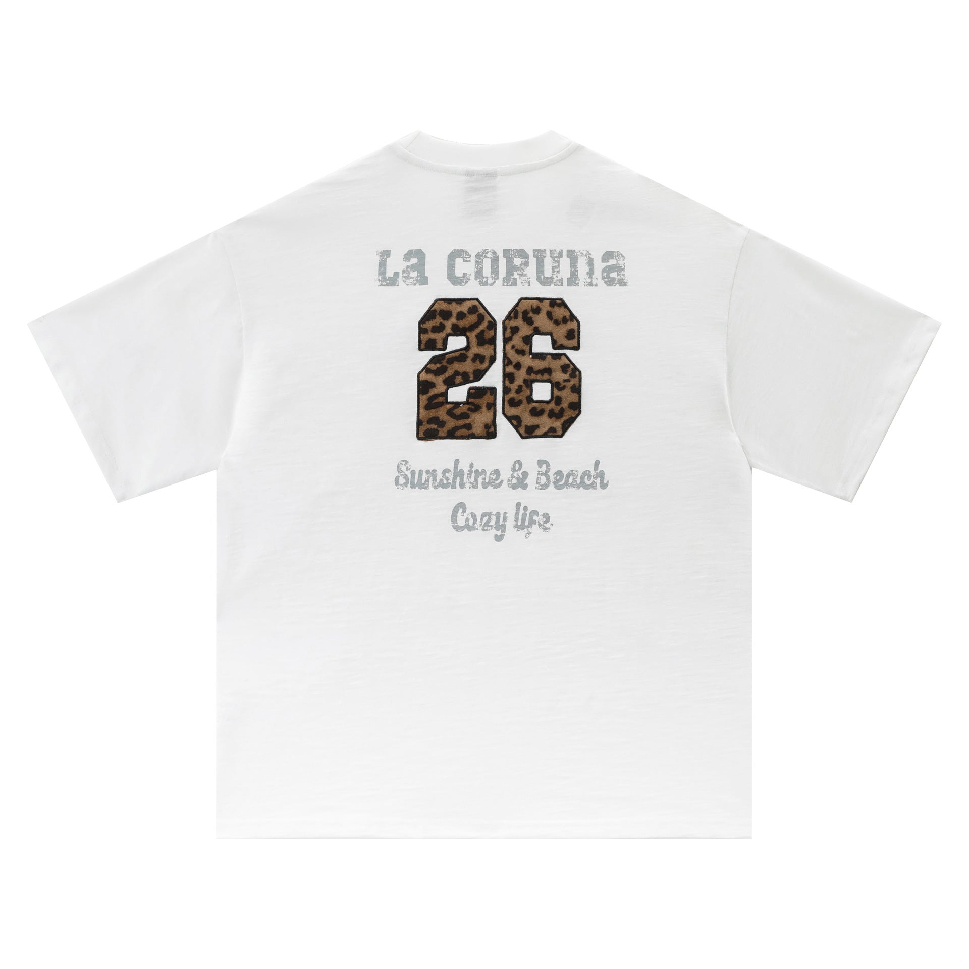 Navy blue unisex sports couple t-shirt close-up detail view, short sleeve streetwear style | TeenStylo