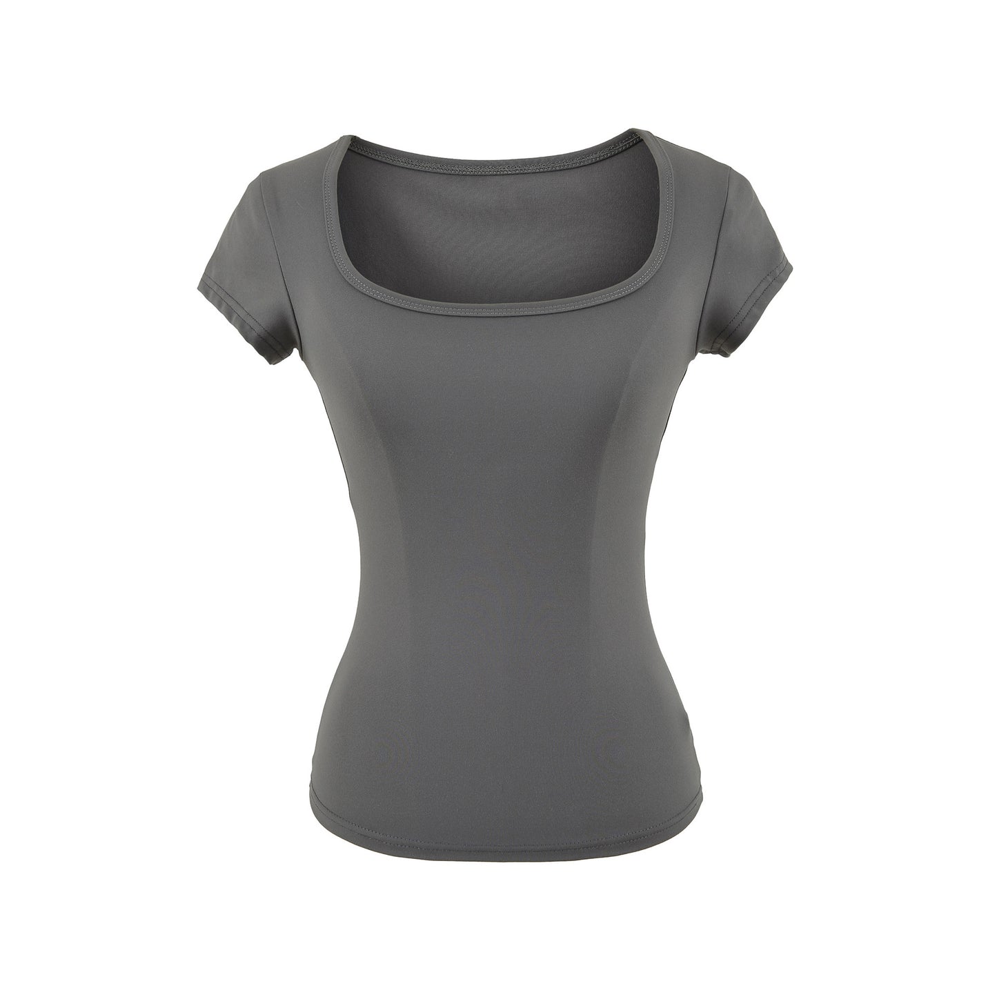 Dark gray square neck slim fit T-shirt styled in a streetwear lifestyle look for women | TeenStylo