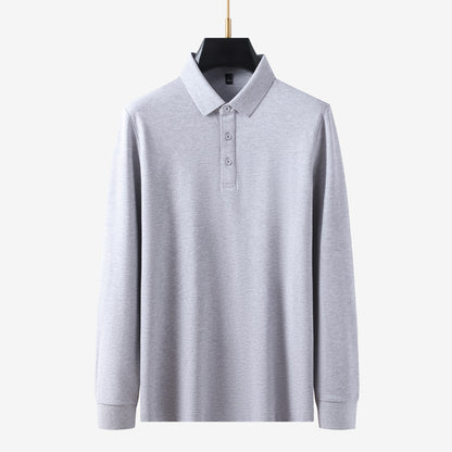 Men's light floral grey long sleeve notch collar polo tee lifestyle shot streetwear style TeenStylo