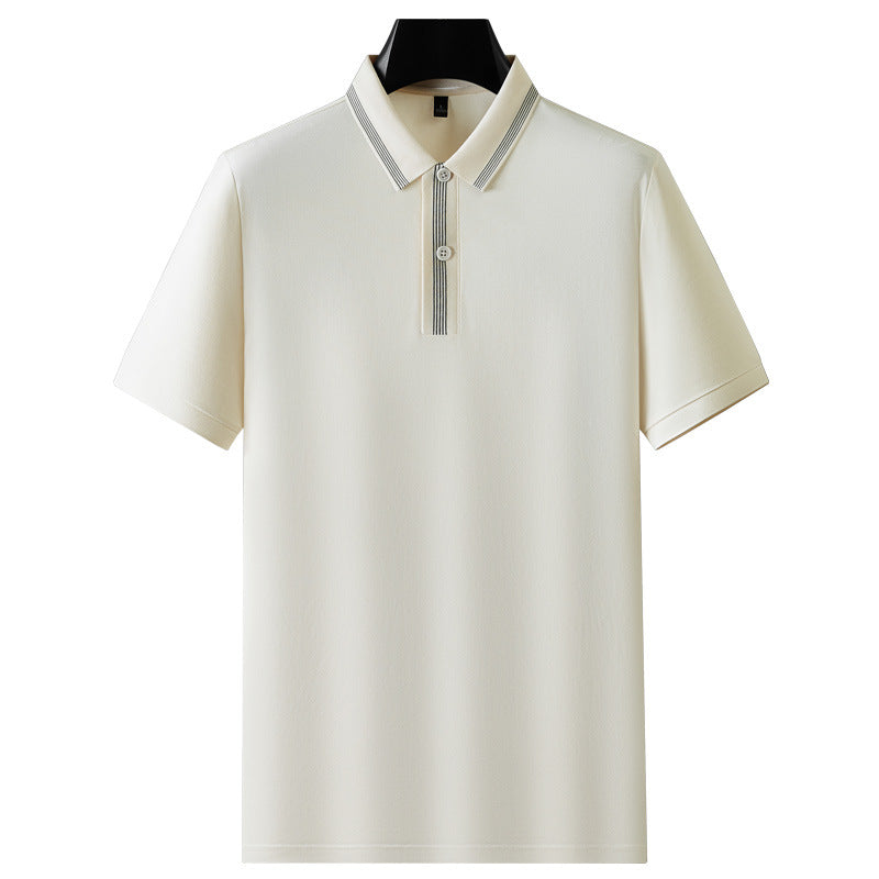 Men's Light Grey Blue Short Sleeve Polo Shirt Front View - Streetwear Style | TeenStylo