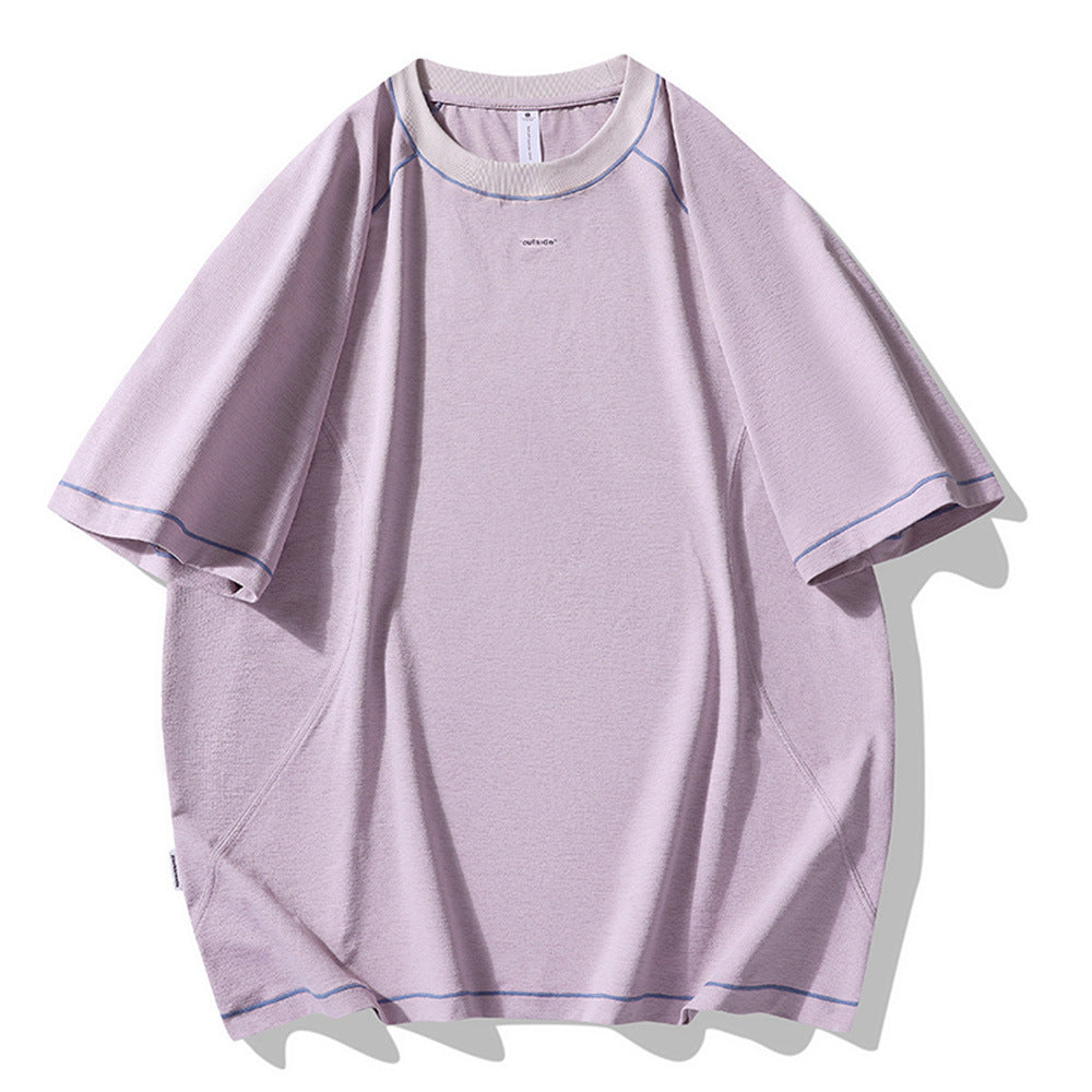 Coral pink American style printed short sleeve t-shirt for men lifestyle shot TeenStylo