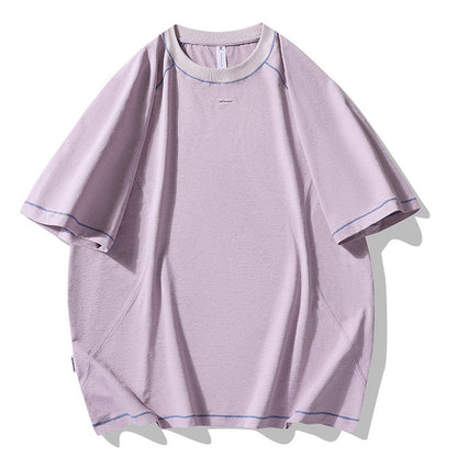Coral pink American style printed short sleeve t-shirt for men lifestyle shot TeenStylo