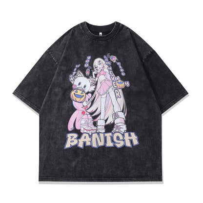 Back view of X110 unisex short sleeve couple t-shirt in Y2K streetwear style | TeenStylo