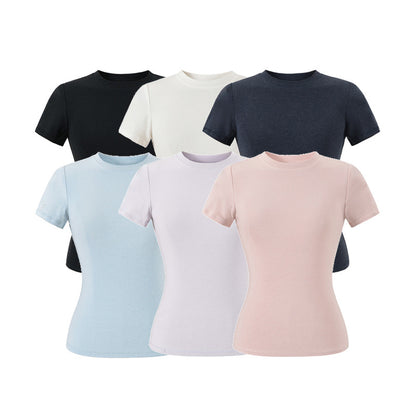 Light blue unisex round neck short sleeve T-shirt back view – women's streetwear essential | TeenStylo