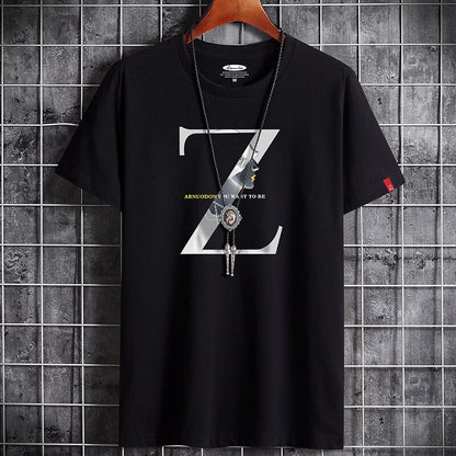 White men's anime gothic T-shirt with bold print, Y2K streetwear style lifestyle shot - TeenStylo