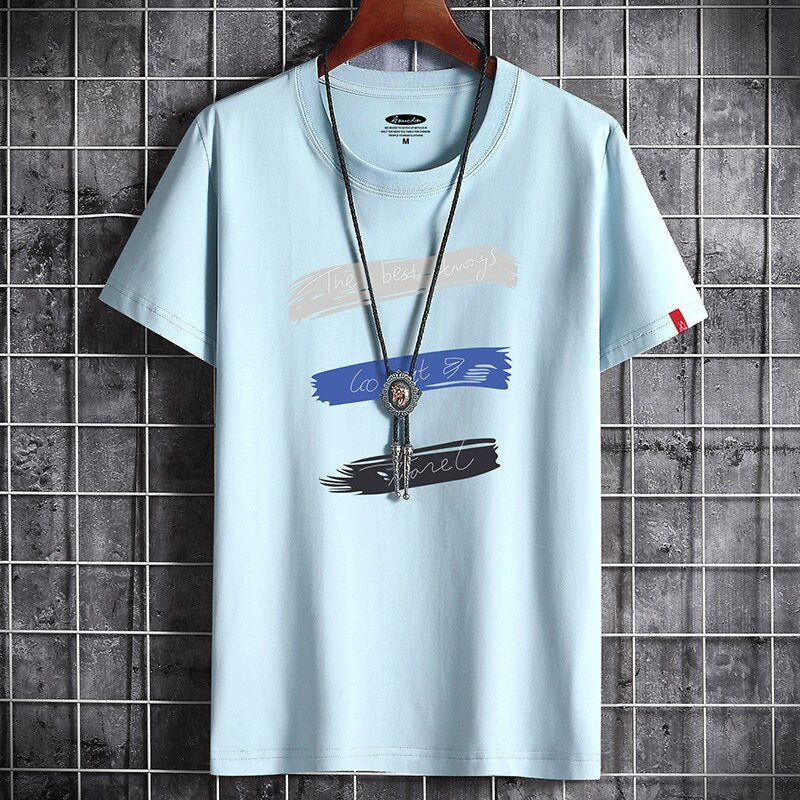 Sky blue men's anime gothic T-shirt summer fashion streetwear Harajuku lifestyle style TeenStylo