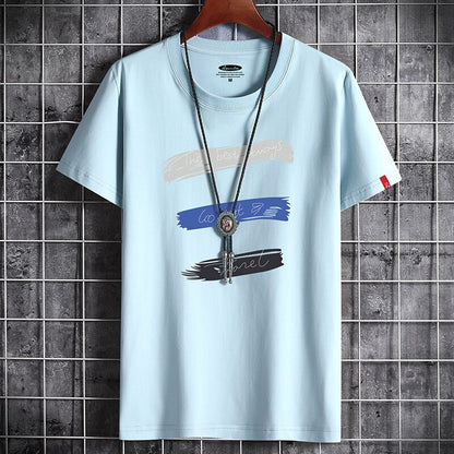 Sky blue men's anime gothic T-shirt summer fashion streetwear Harajuku lifestyle style TeenStylo